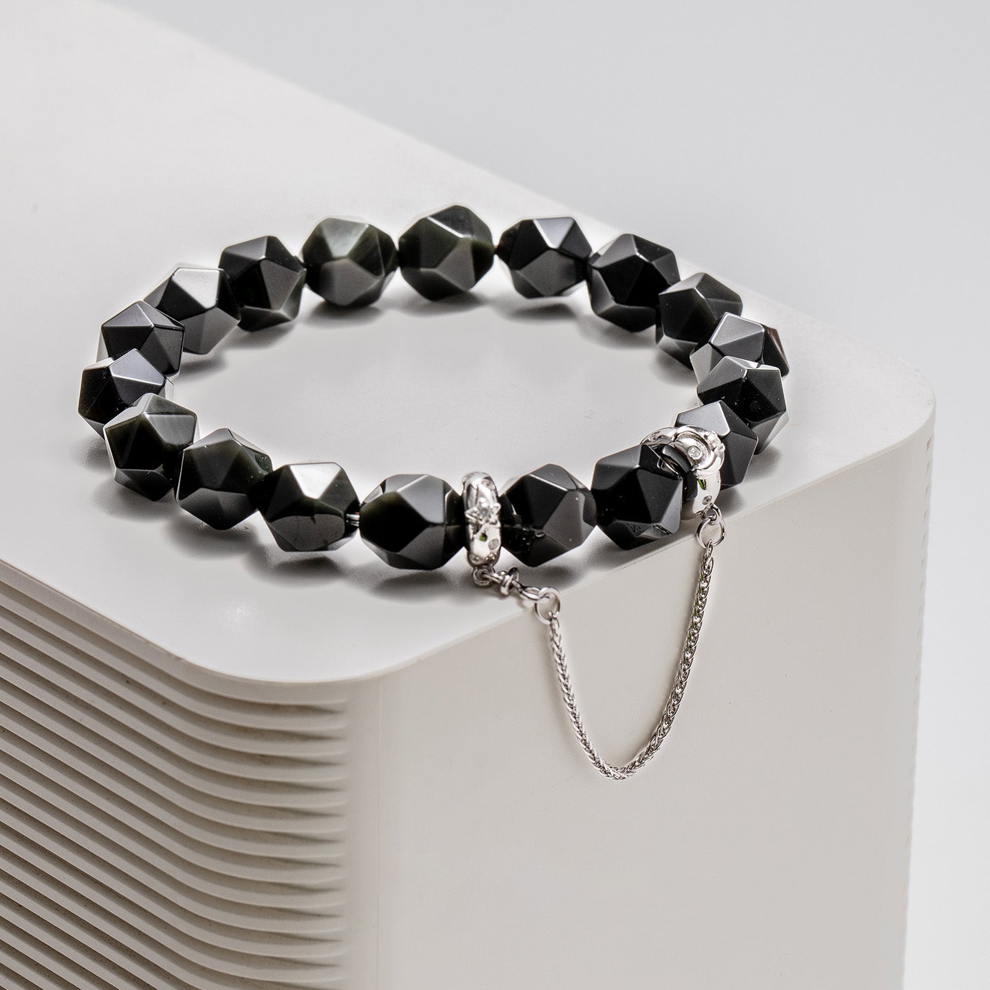 Starry Moon Obsidian Bracelet