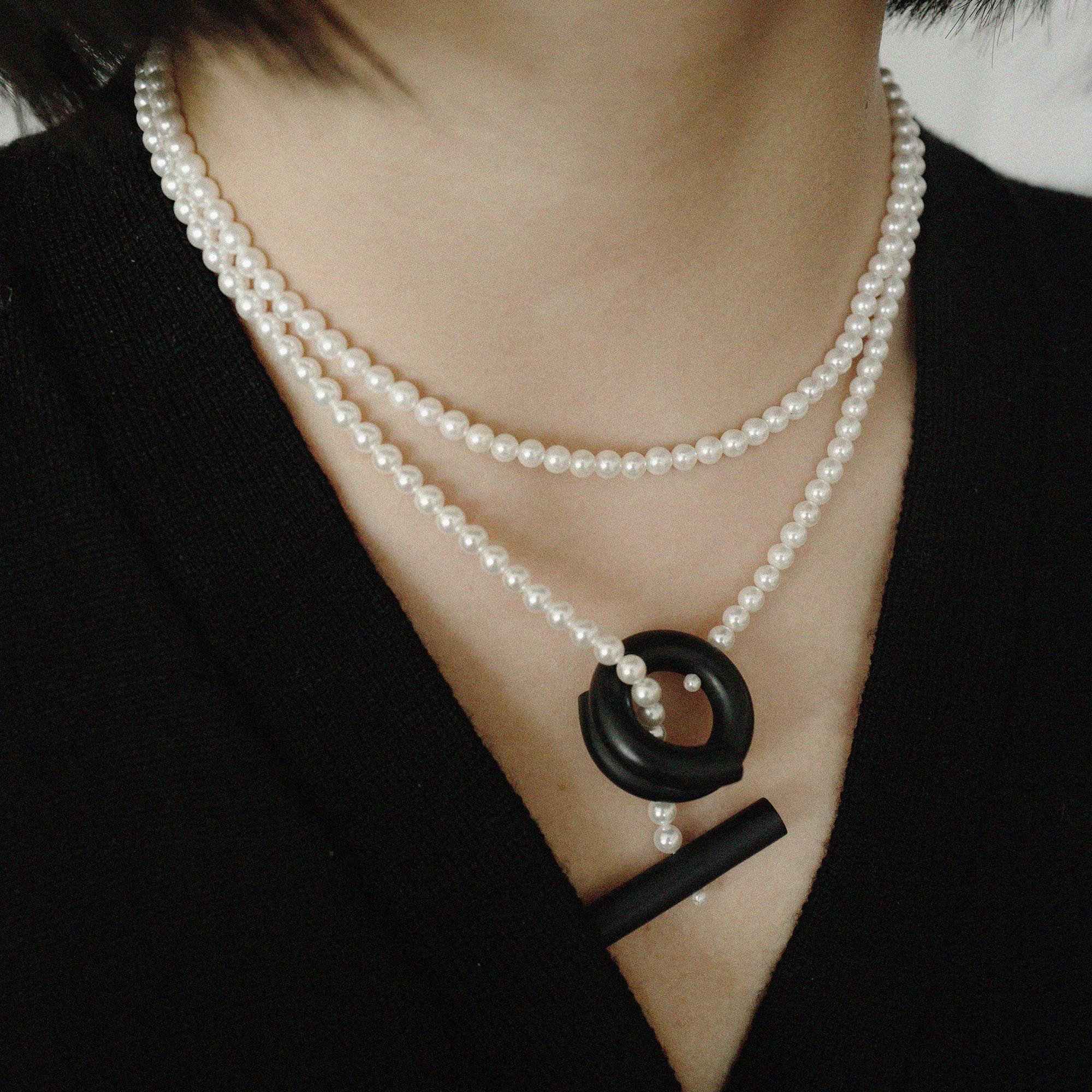 Moonshadow Pearl Knot Necklace