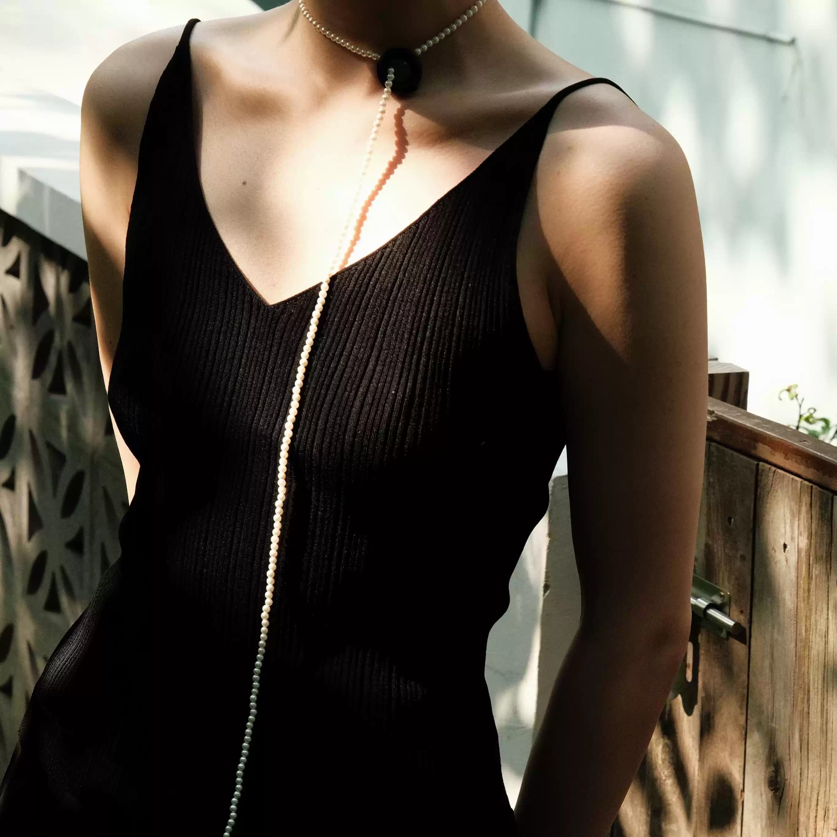 Moonshadow Pearl Knot Necklace