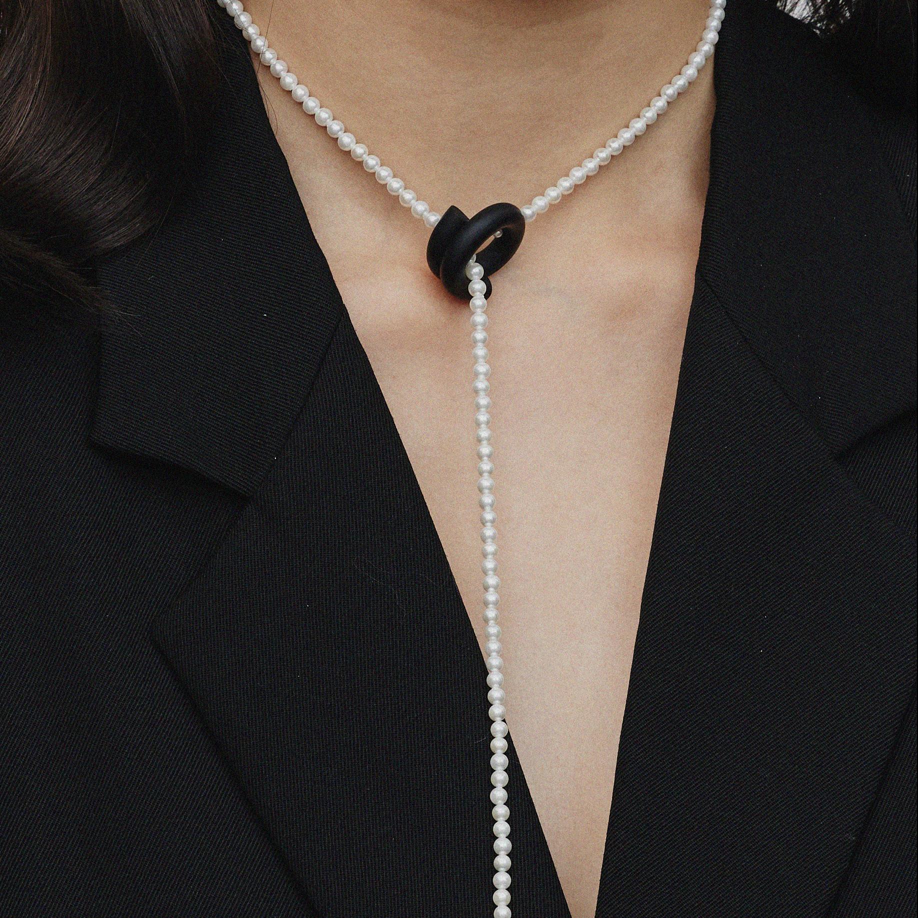 Moonshadow Pearl Knot Necklace