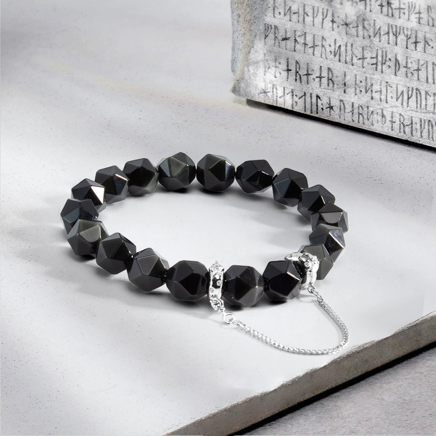 Starry Moon Obsidian Bracelet