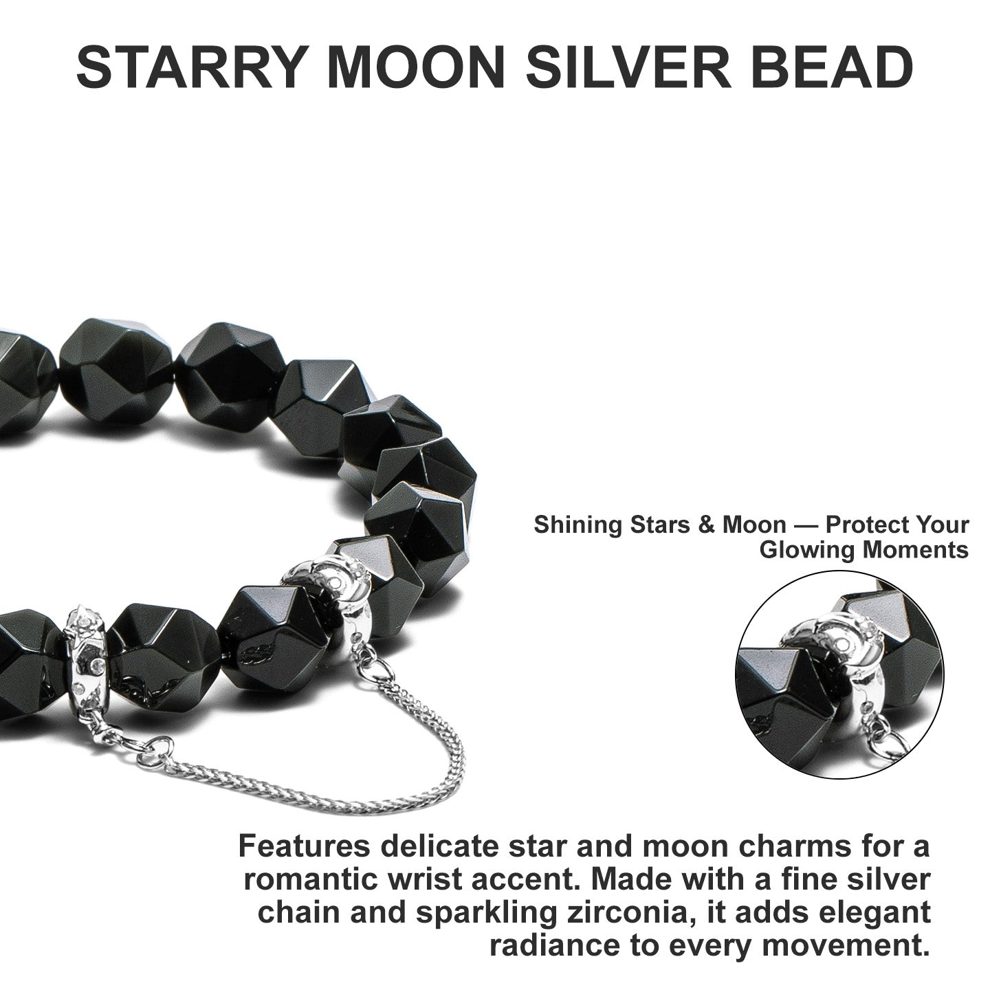 Starry Moon Obsidian Bracelet