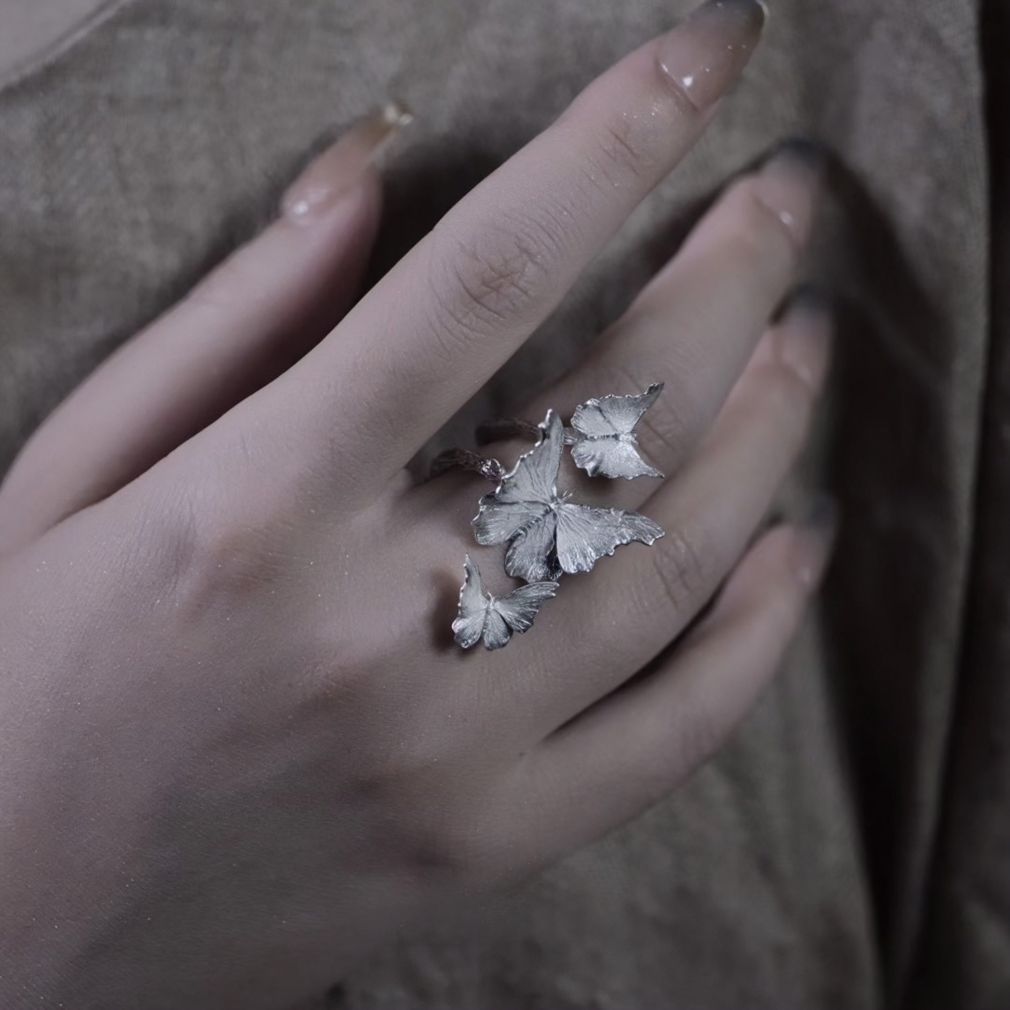 Fireflies-Butterfly Habitat Silver Ring