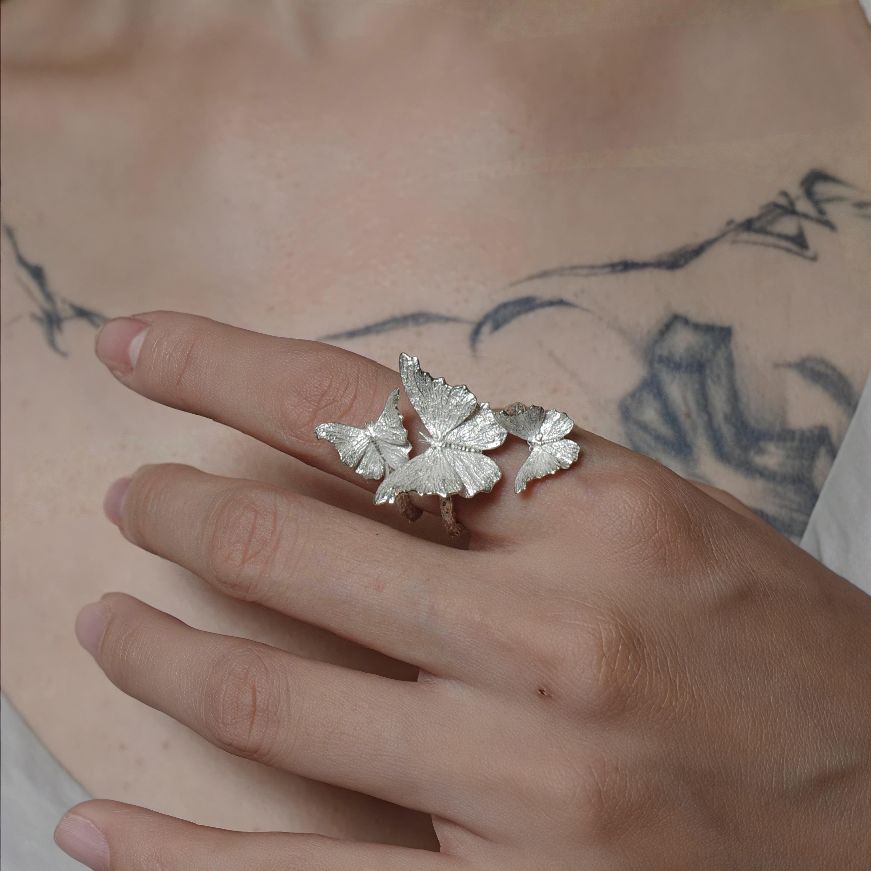 Fireflies-Butterfly Habitat Silver Ring
