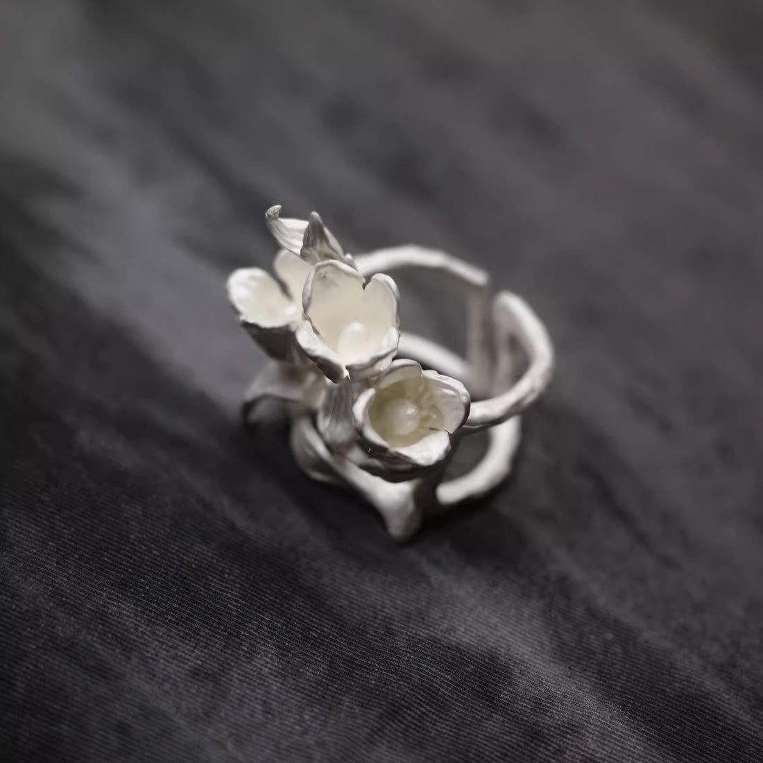 Fireflies-Fantasy Flower Silver Ring