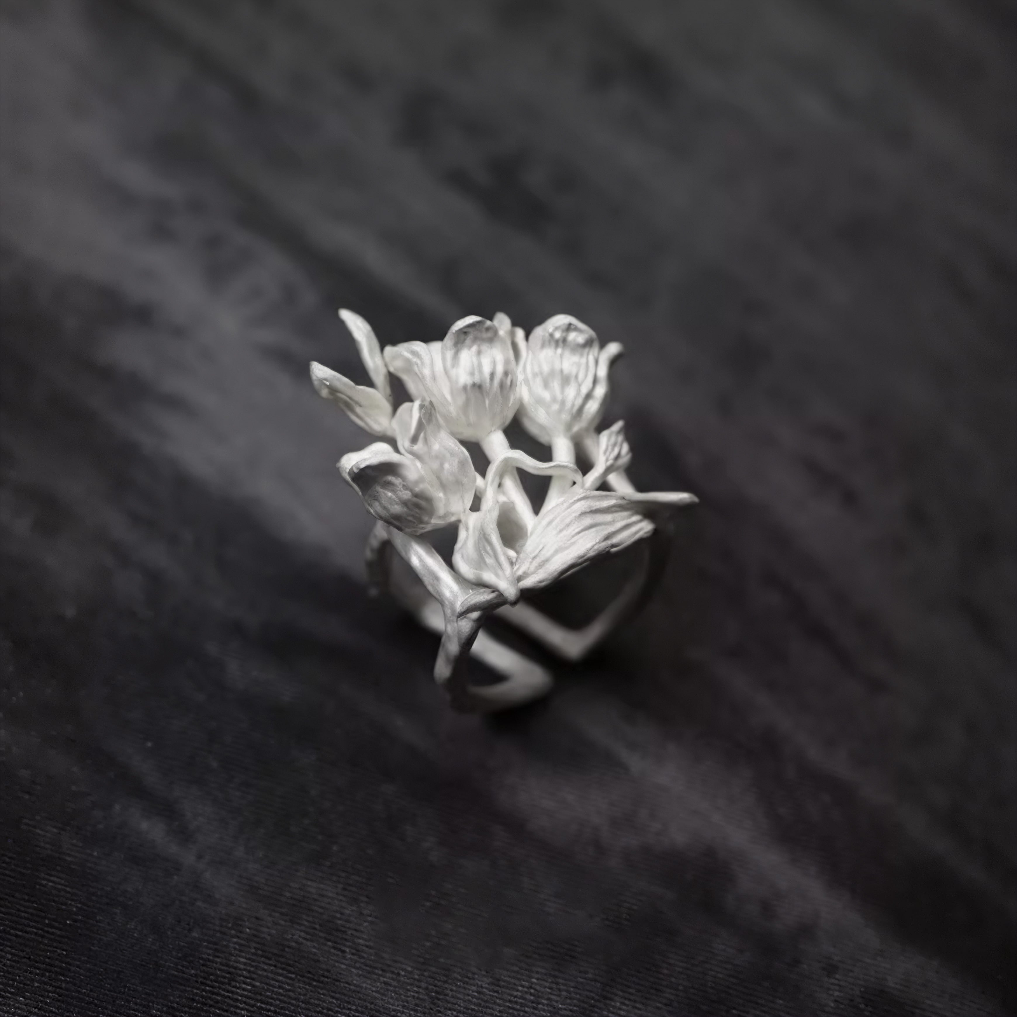Fireflies-Fantasy Flower Silver Ring