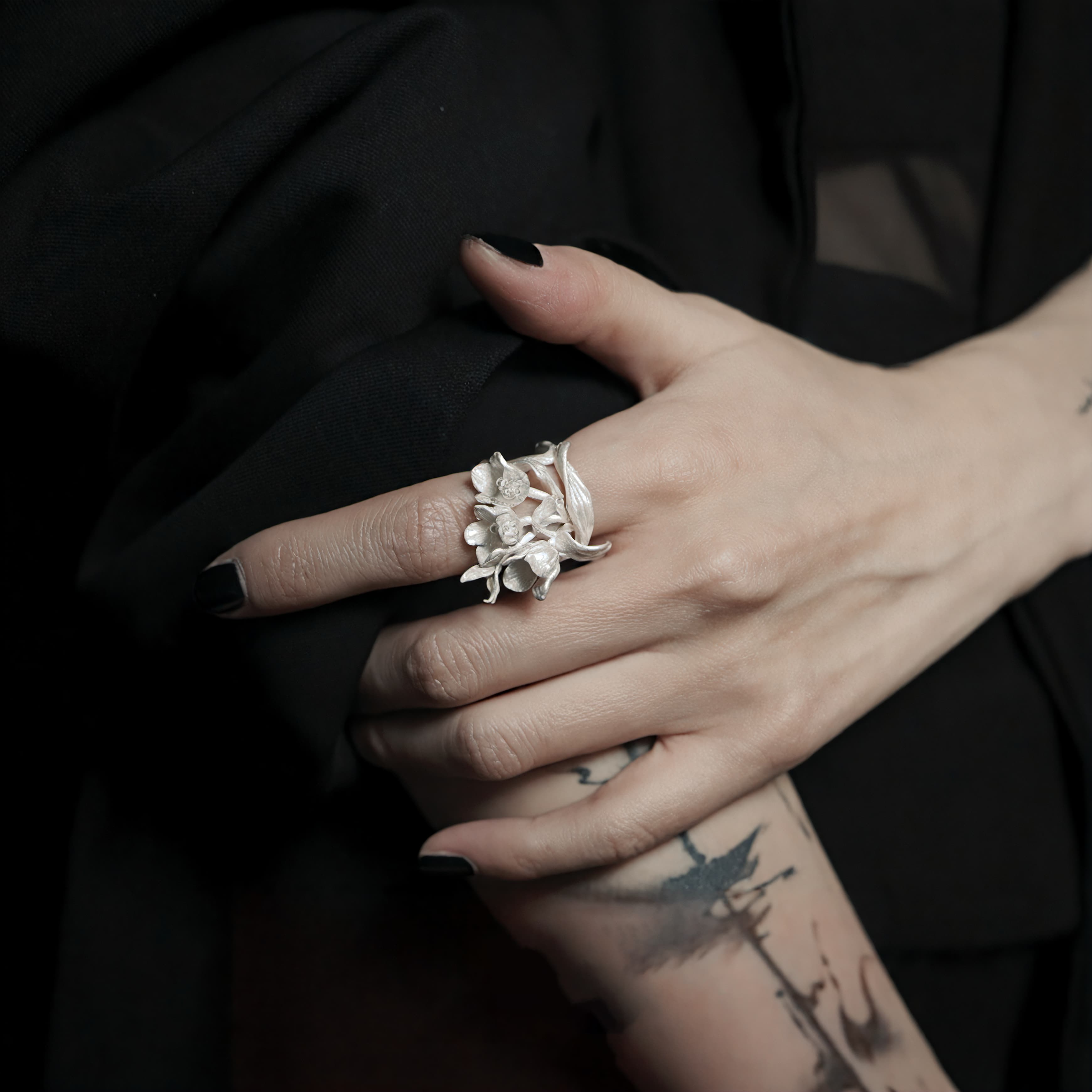 Fireflies-Fantasy Flower Silver Ring