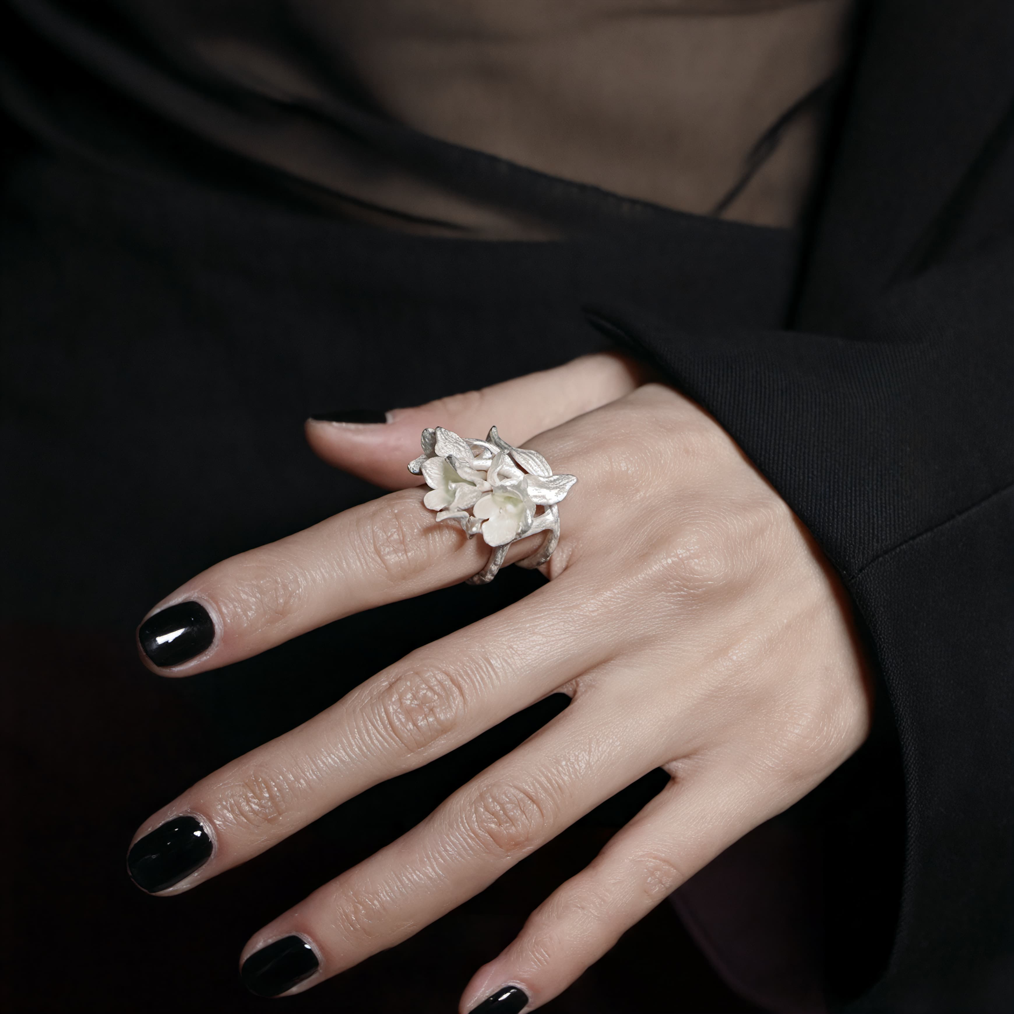 Fireflies-Fantasy Flower Silver Ring