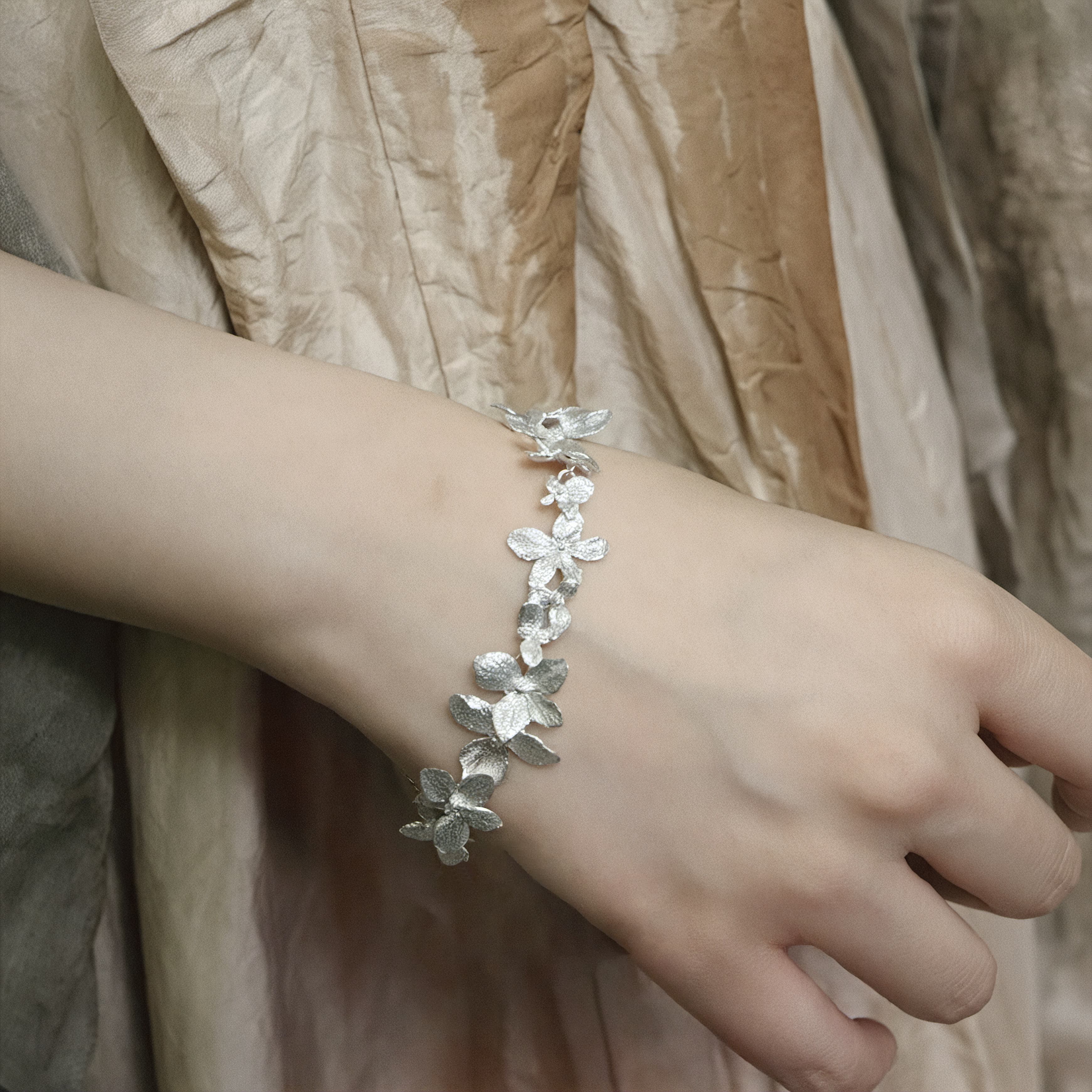 Fireflies-Summer Flower Silver Floral Bracelet