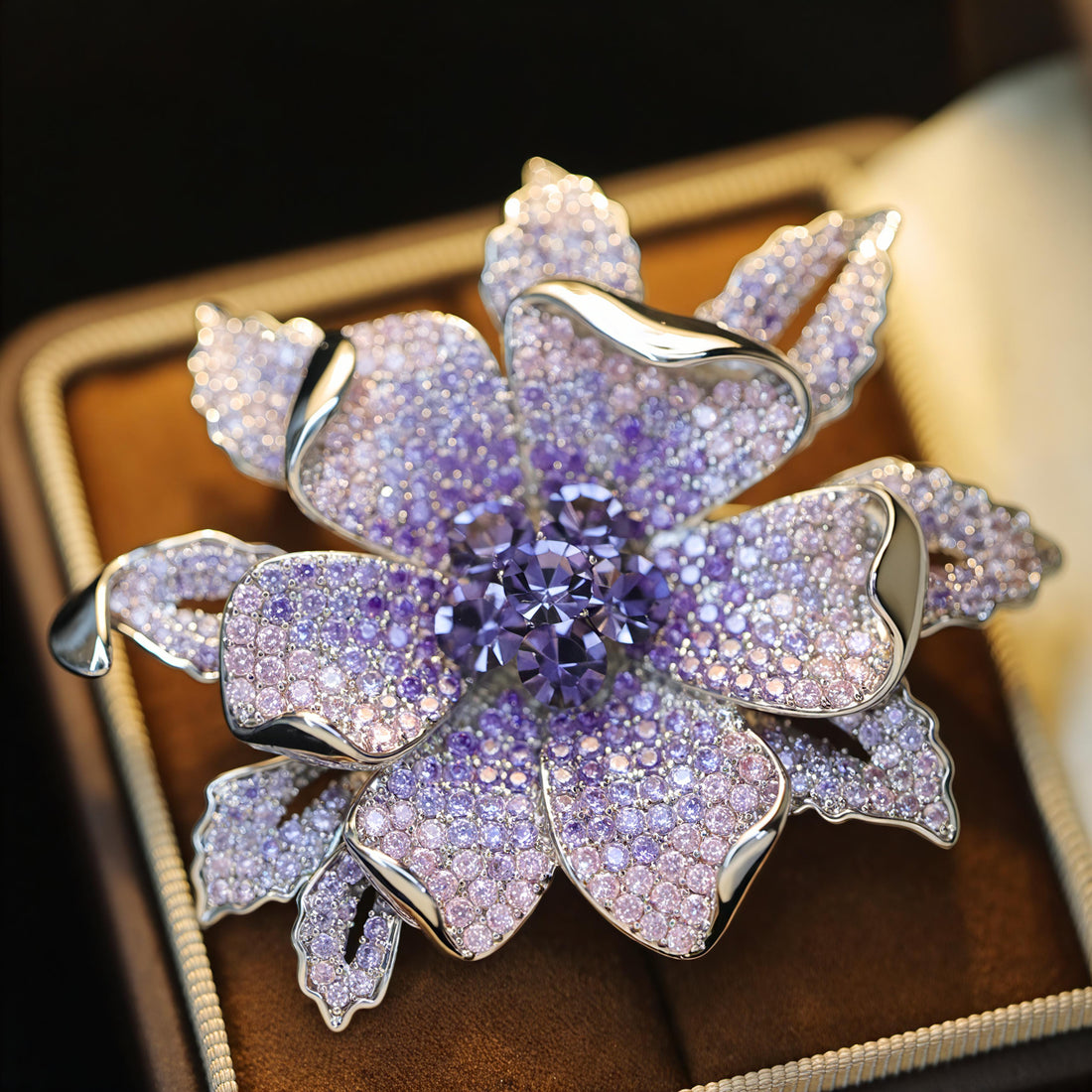 Purple Rose Bloom Brooch