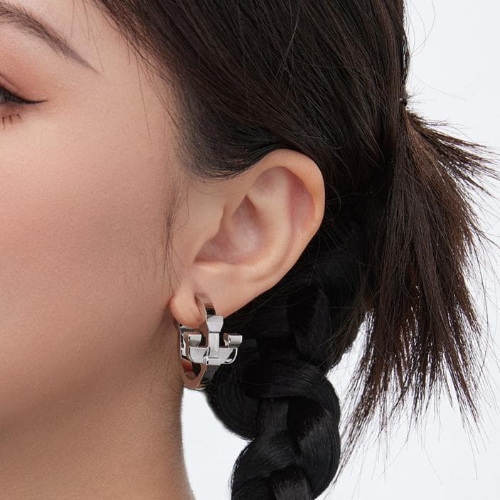 Mortise Link Hoop Earrings