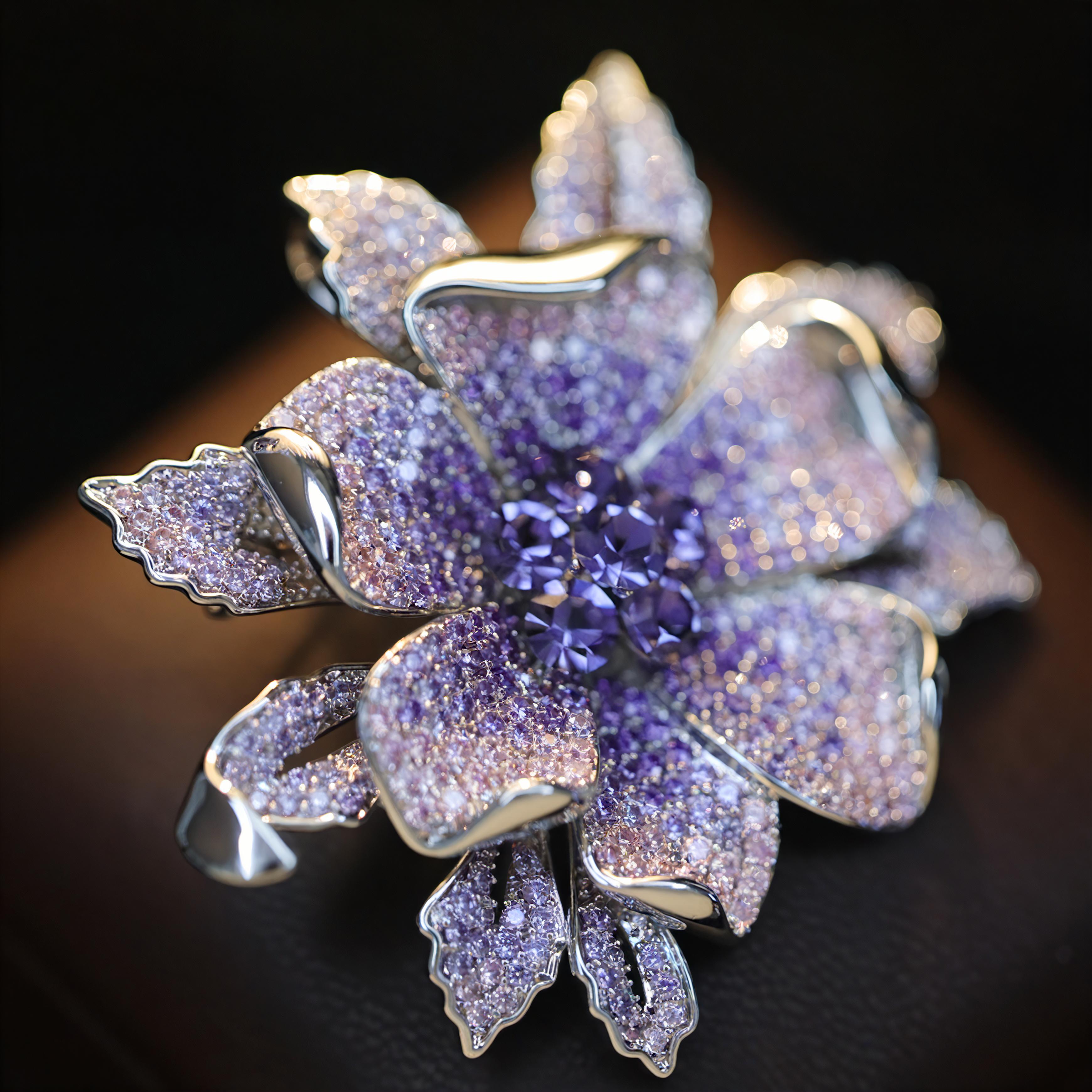 Purple Rose Bloom Brooch