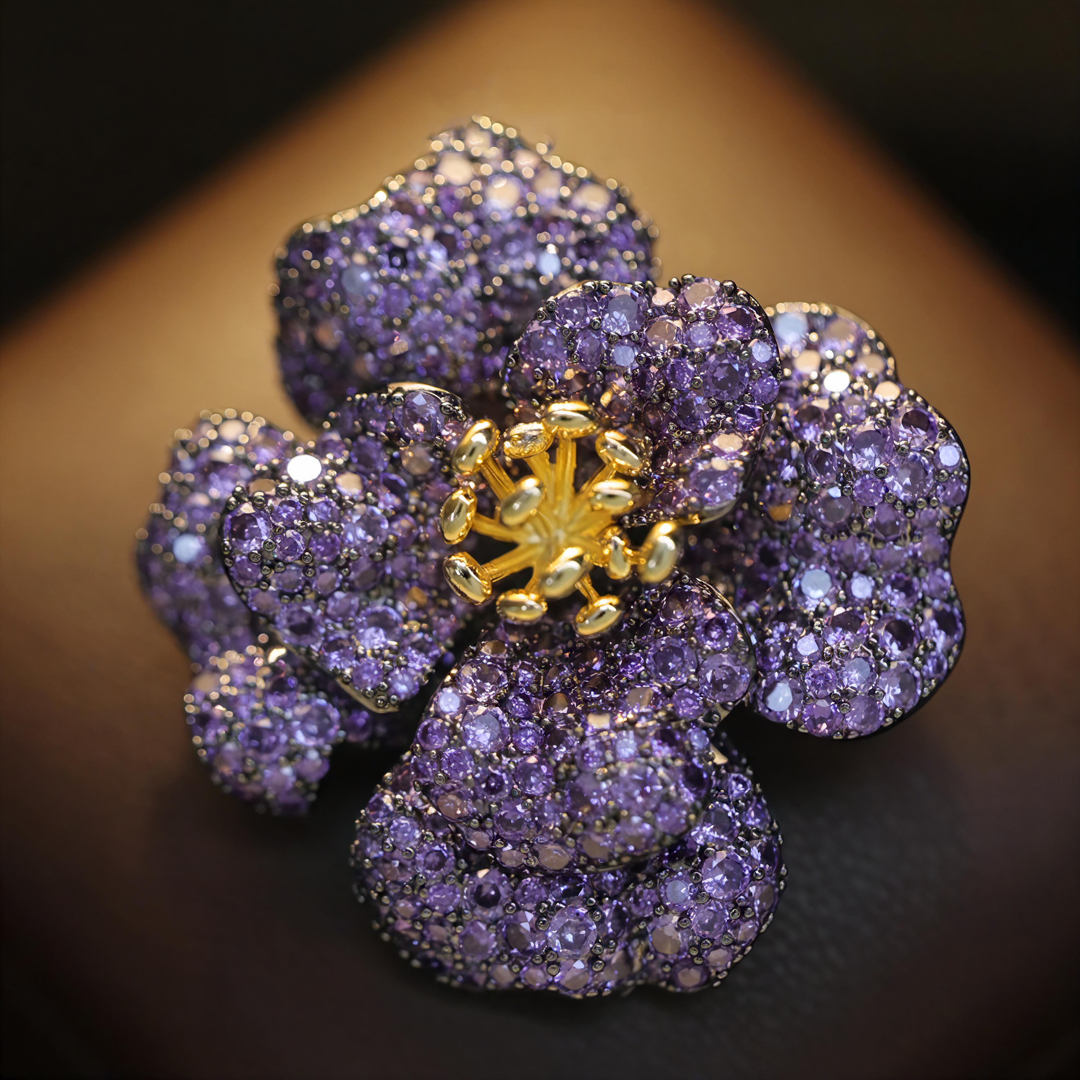 Purple Rose Light Brooch
